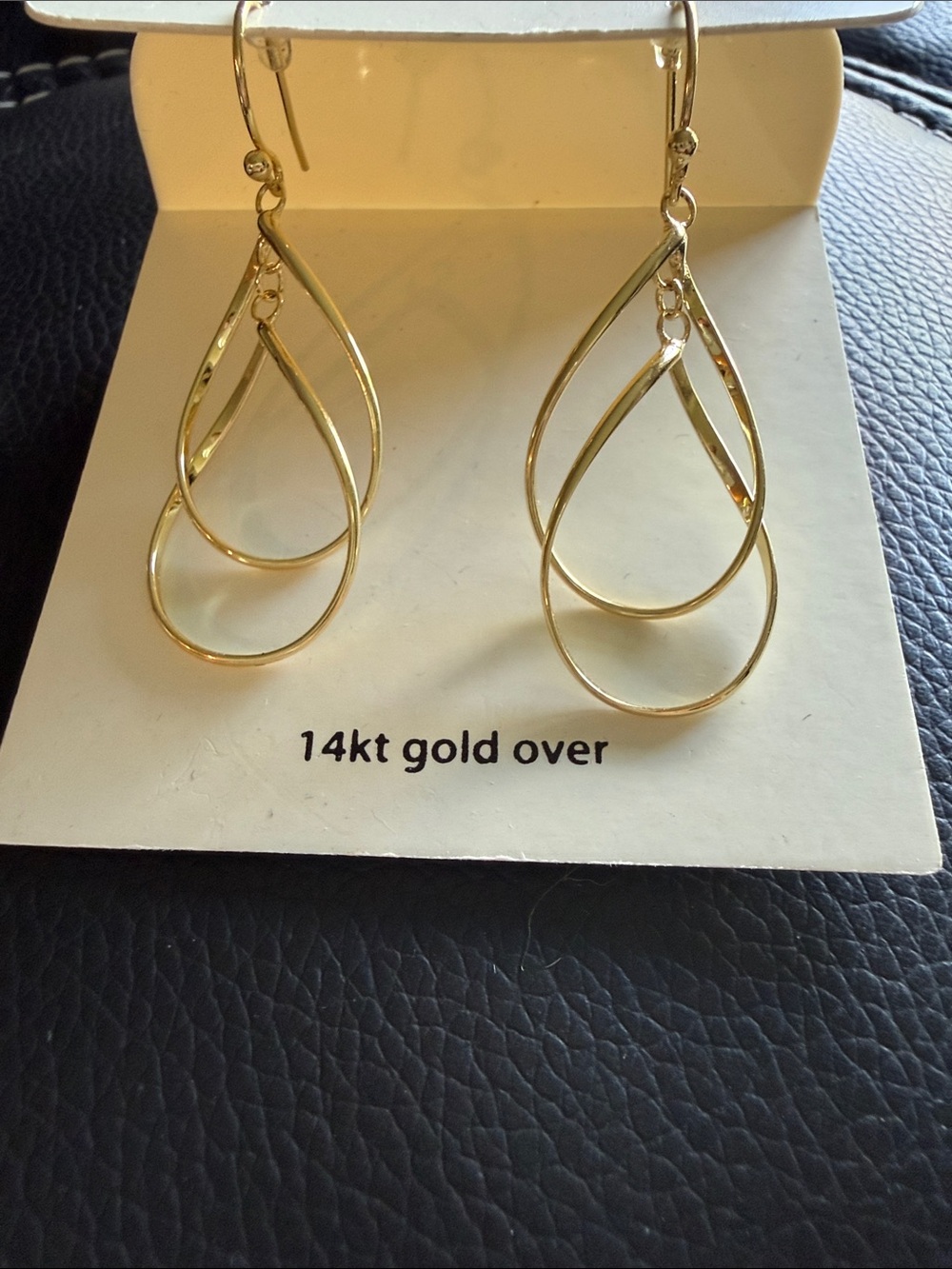NEW: 14 Karat  (Gold Over) Earrings . 1.5 inches also includes the Silver pair.